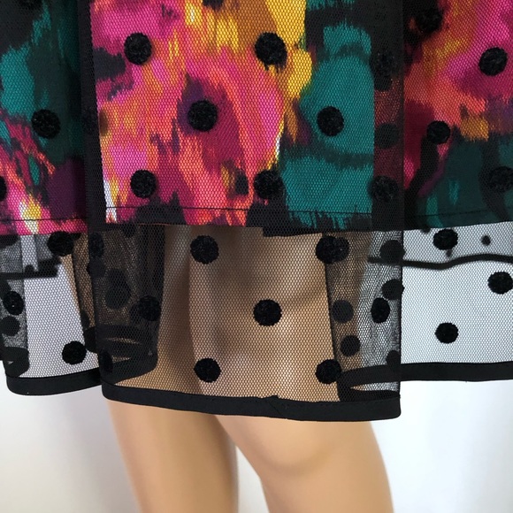 Eliza J .. Party Dress. Size 4. Multi Colour with Black polka dot over skirt. - Picture 3 of 8